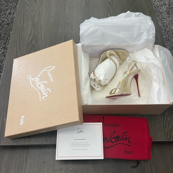 Christian Louboutin Metallic Rosalie Heels - Picture 9 of 10